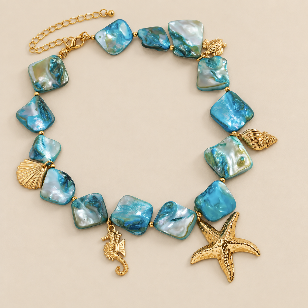 Boho Stone Sea Star Pendant Necklace — cream studio photograph