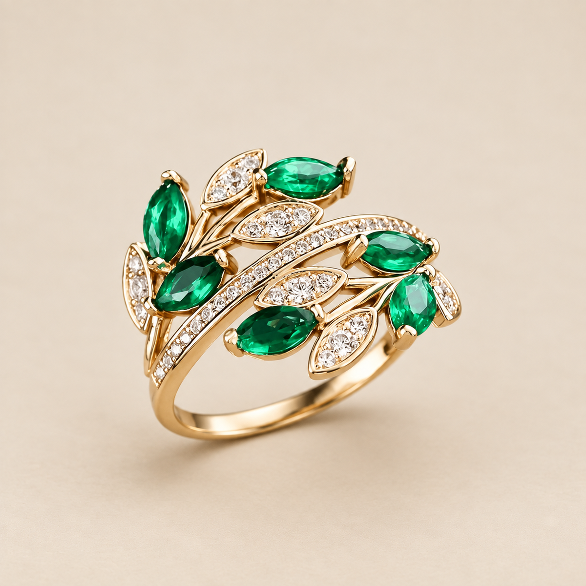 Emerald Olive Garden Ring