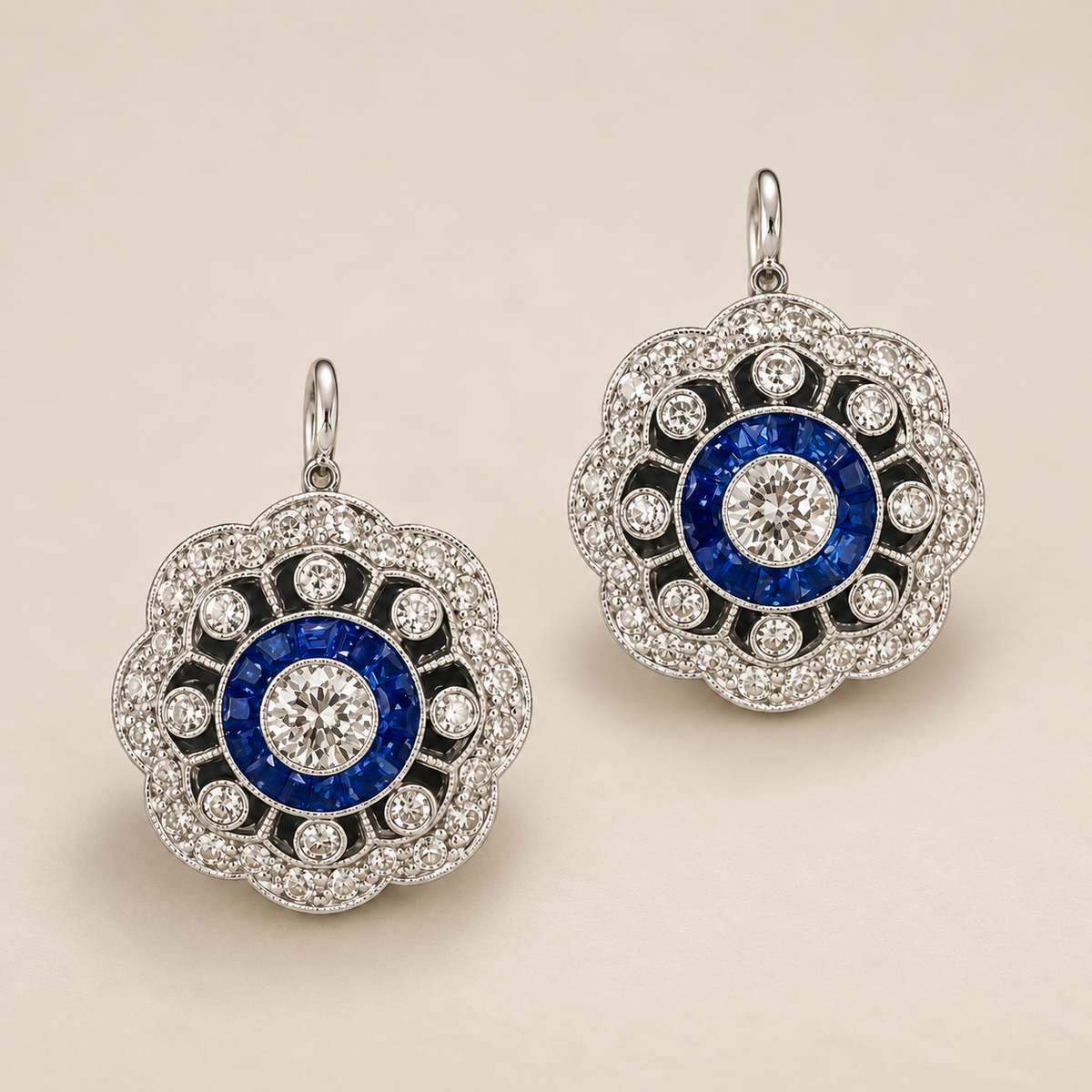 Pendientes Mandala Vintage de Cristal Azul