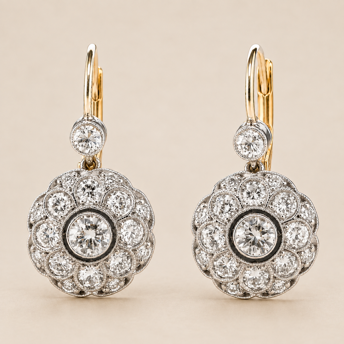 Vintage Mandala Rounded Crystal Earrings