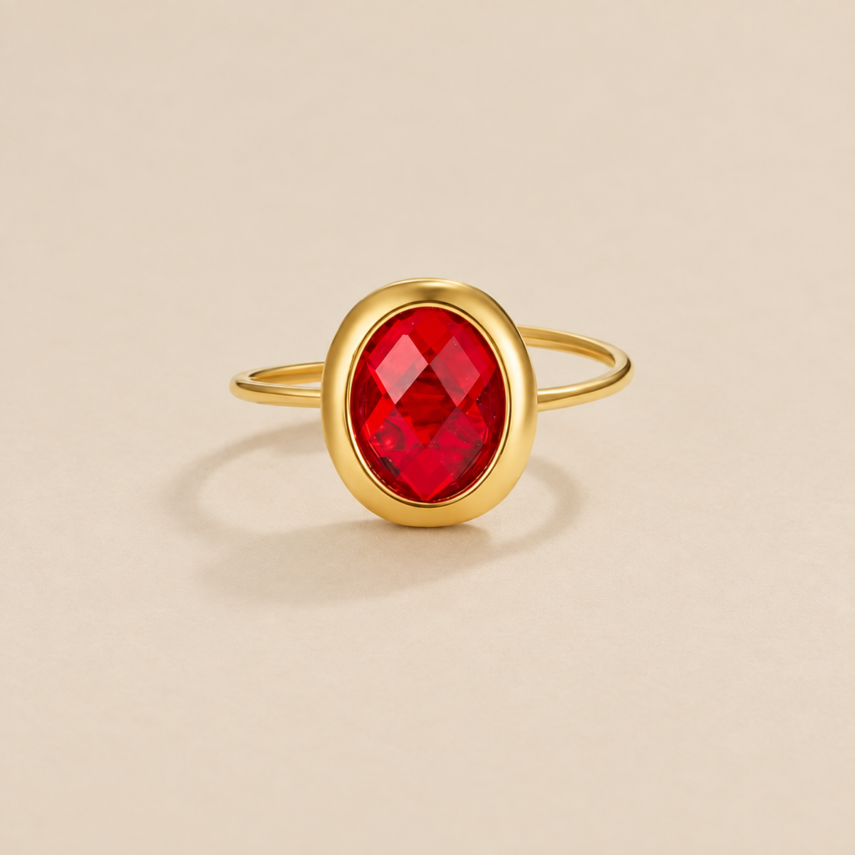 Ruby Crystal Gold Ring