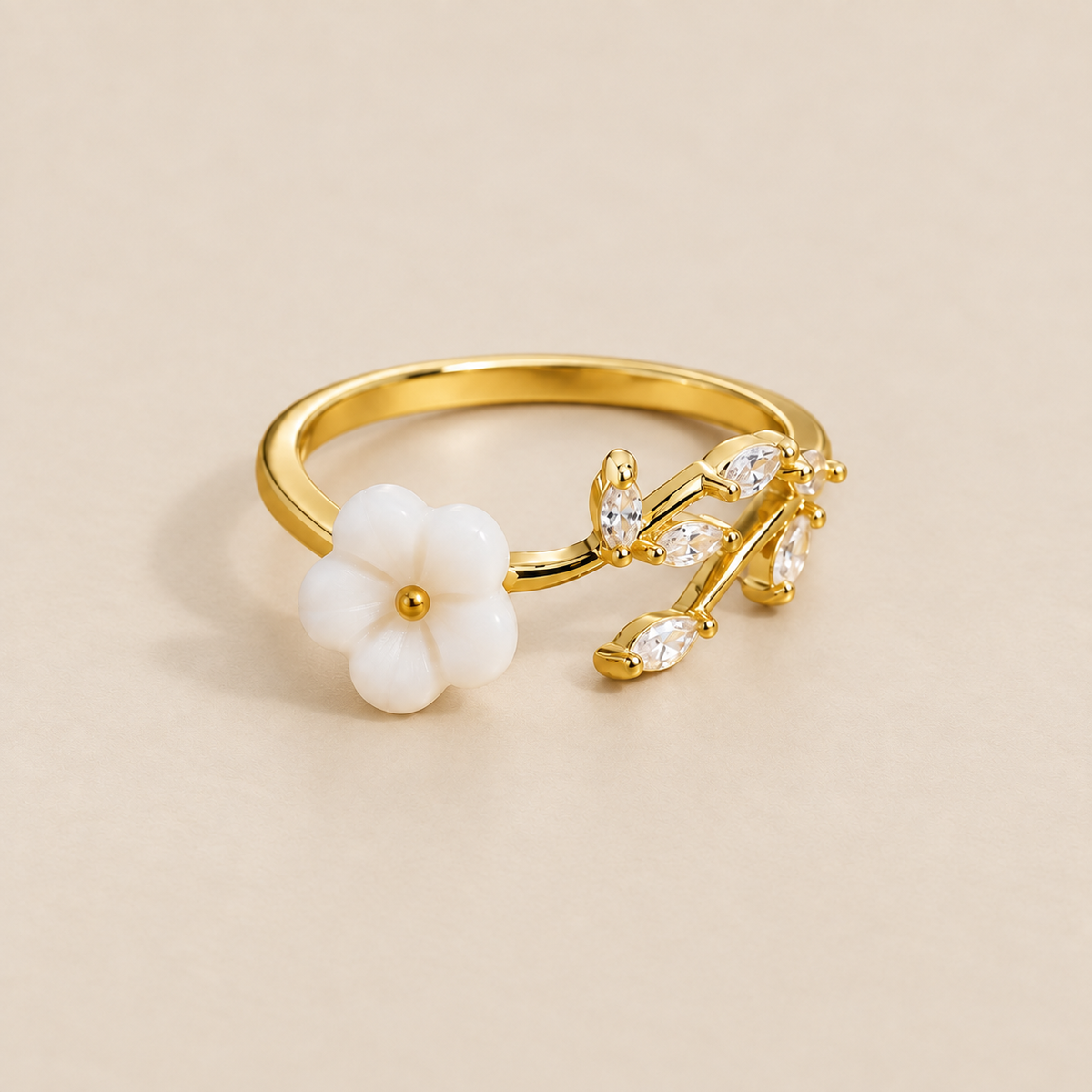 White Blossom Adjustable Ring