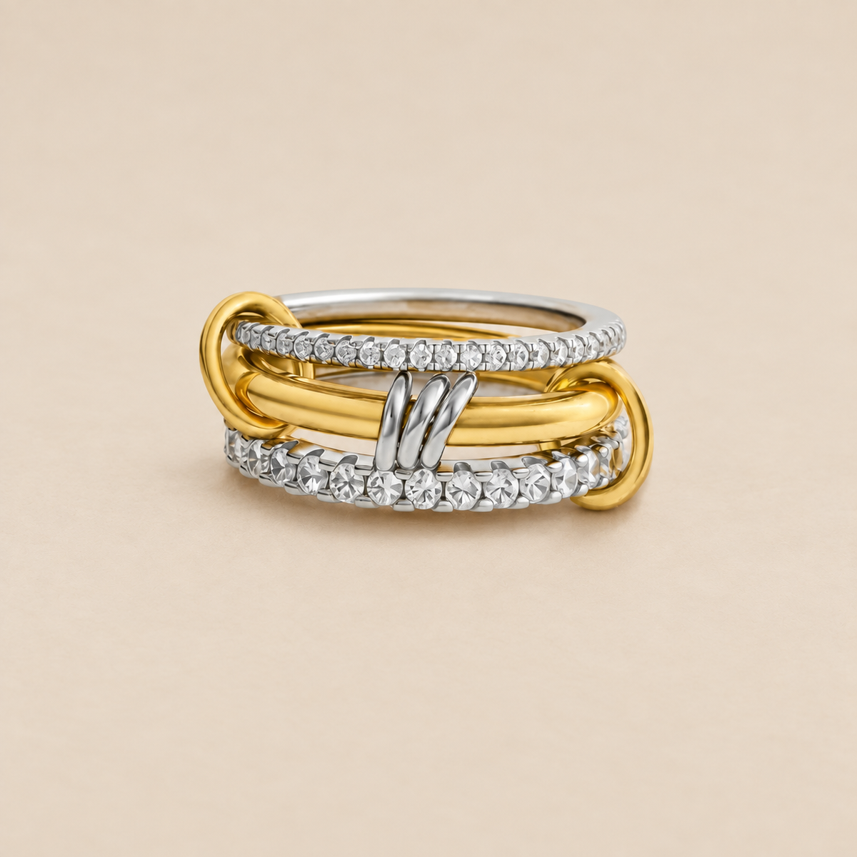Majestic Stacked Crystals Ring