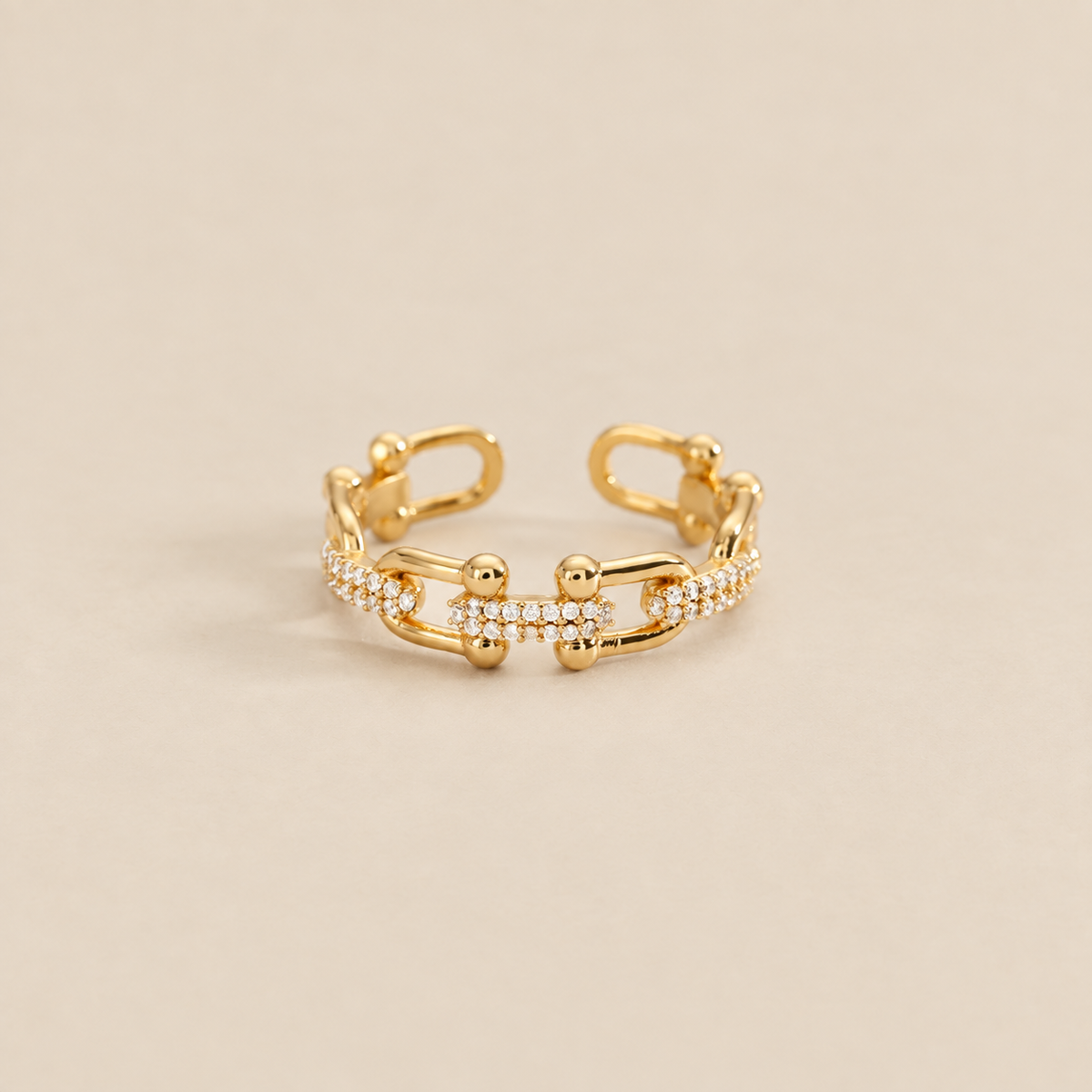 Dazzling Crystal Gold Open Ring