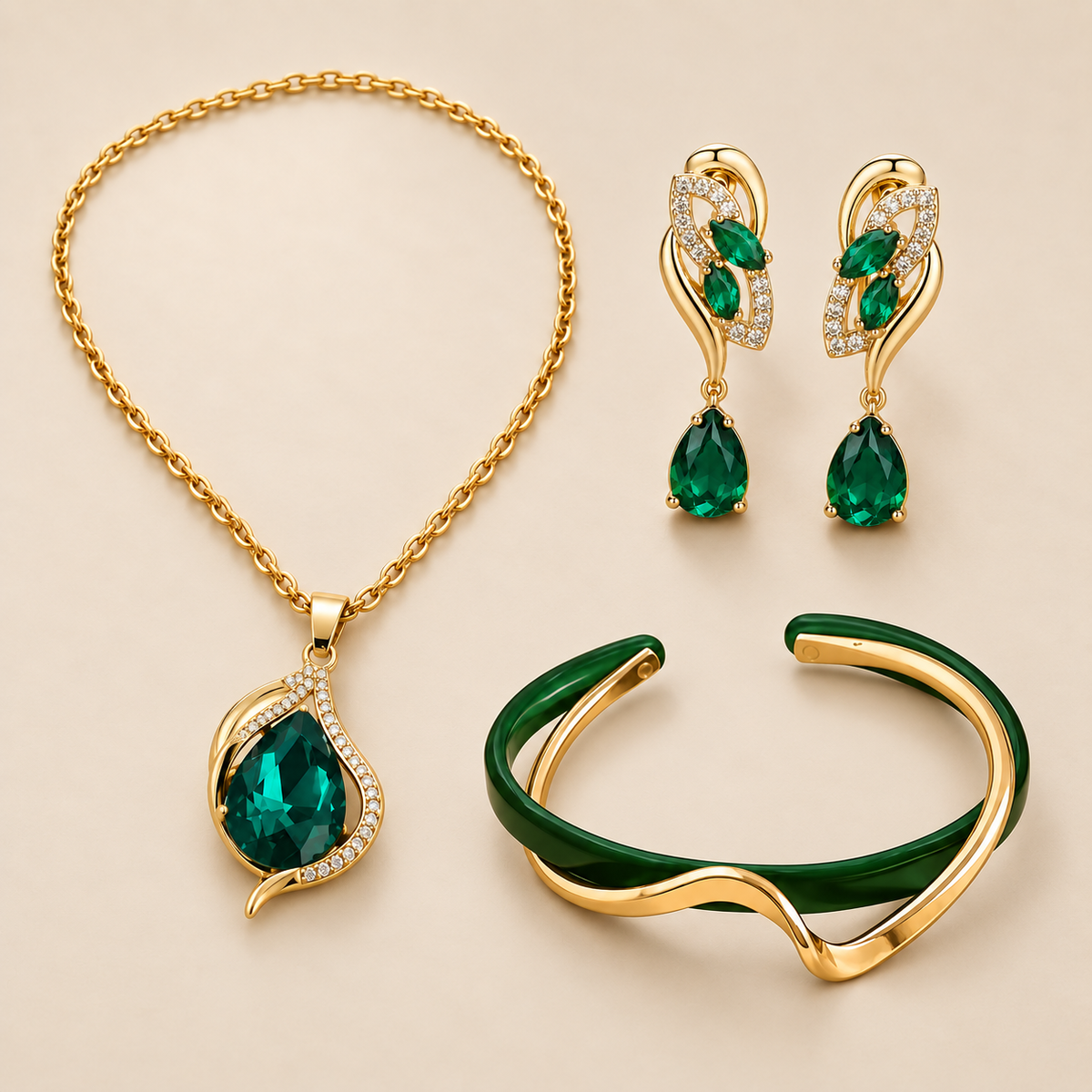 Conjunto Ola esmeralda, fotografía de estudio