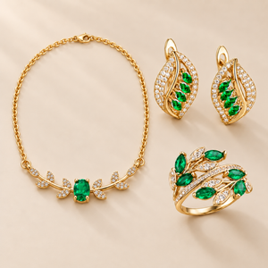 Conjunto Hojas esmeralda, fotografía de estudio