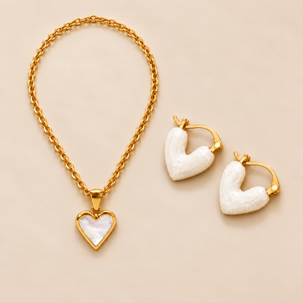 Conjunto Corazones blancos, fotografía de estudio