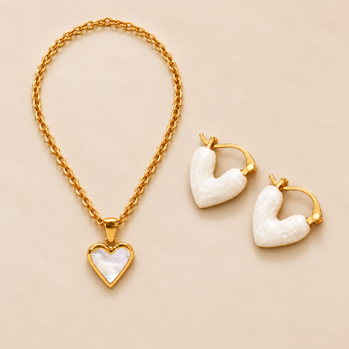 Conjunto Corazones blancos, fotografía de estudio