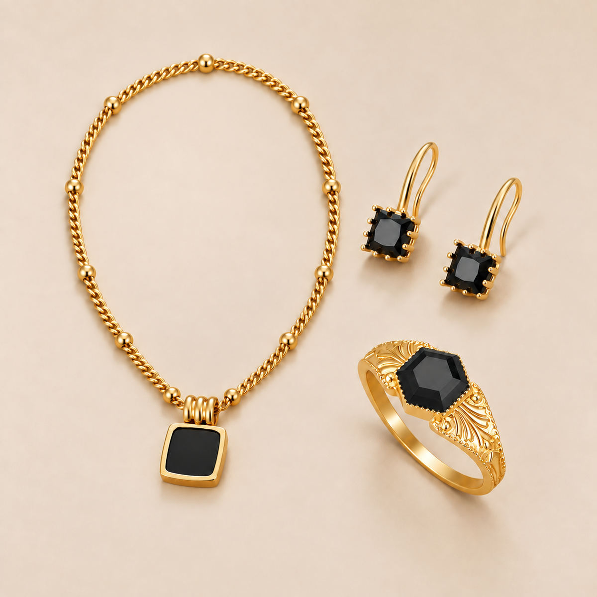 Black Night Jewelry Set, studio image