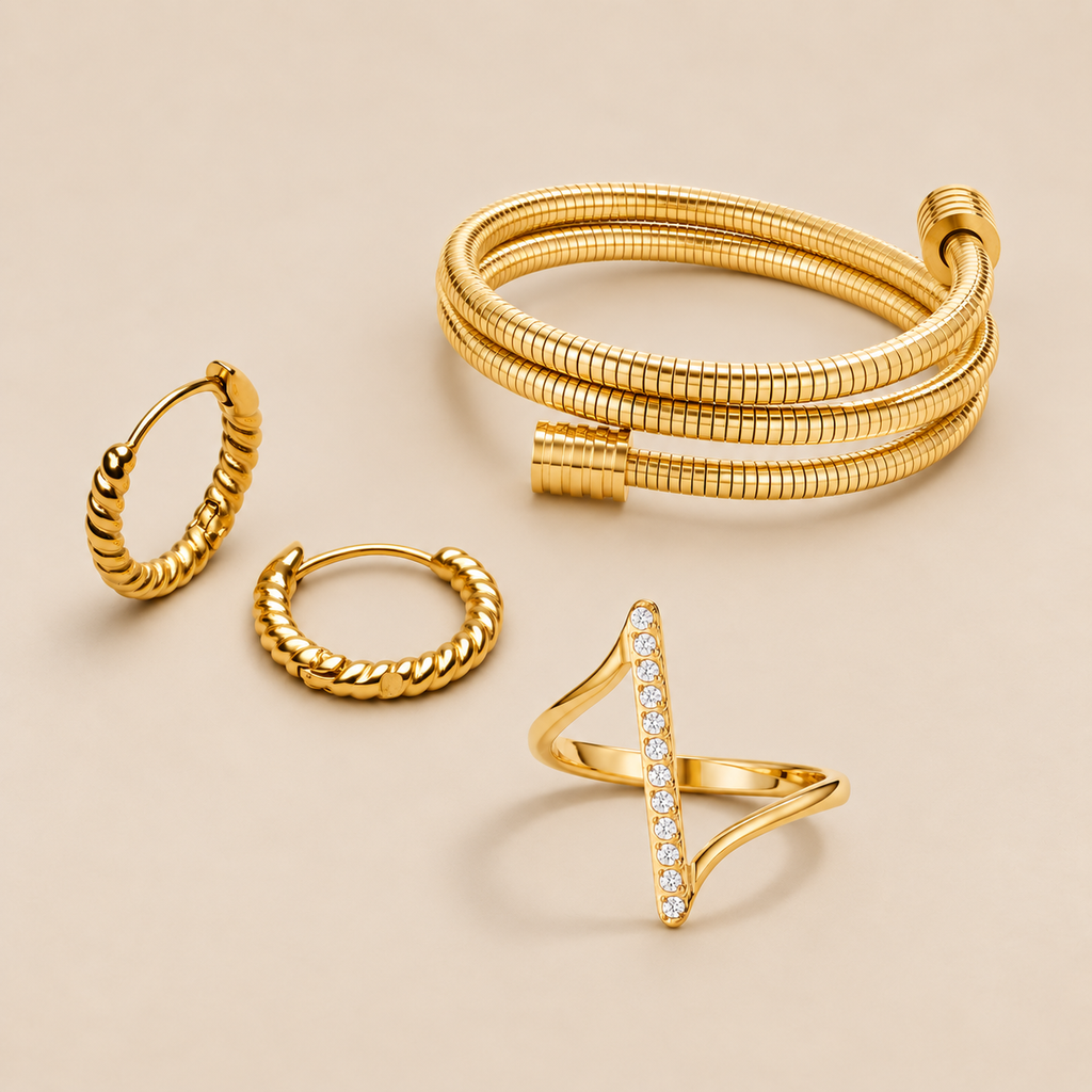Golden Twist Jewelry Set, studio image