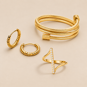 Golden Twist Jewelry Set, studio image