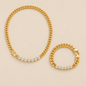 Conjunto de joyas Eslabones de Cristal, fotografía de estudio