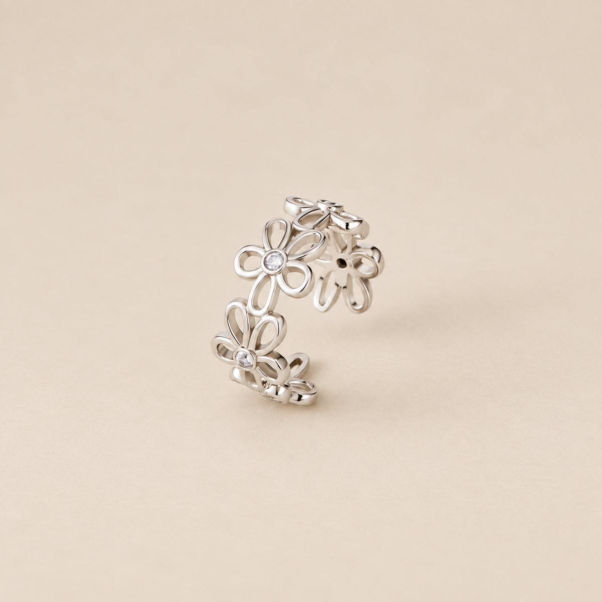 Silver Wildflower Infinity Ring