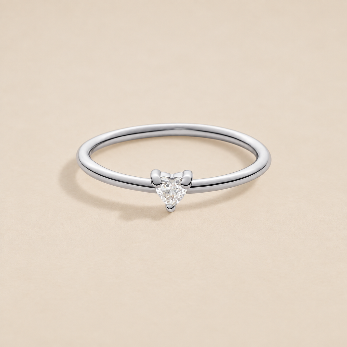 'Small Love' Crystal Heart Ring – Silver