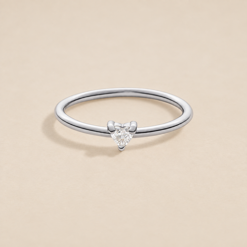 'Small Love' Crystal Heart Ring – Silver