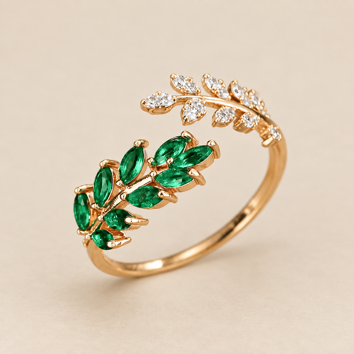 Elegant Verdant Laurel Leaf Ring