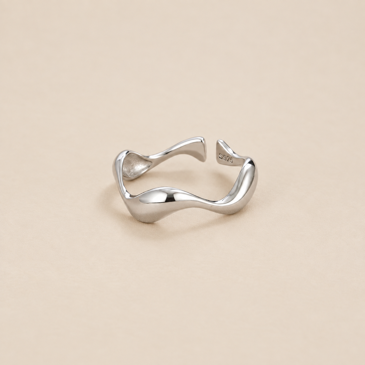 Waves Minimalist Adjustable Ring