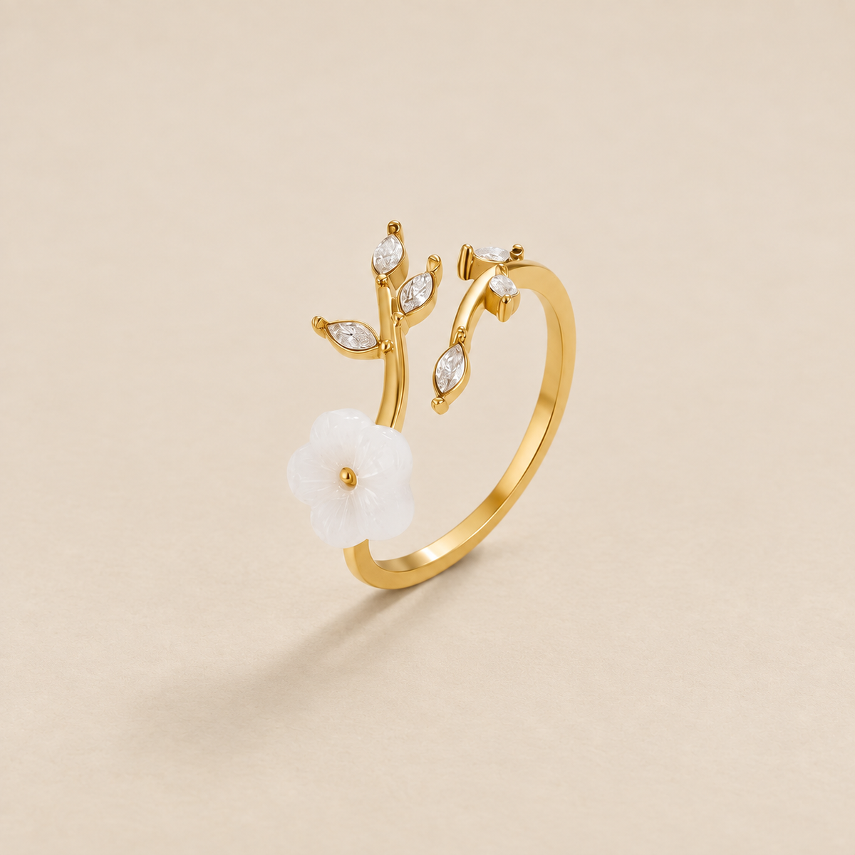 White Blossom Flower Ring