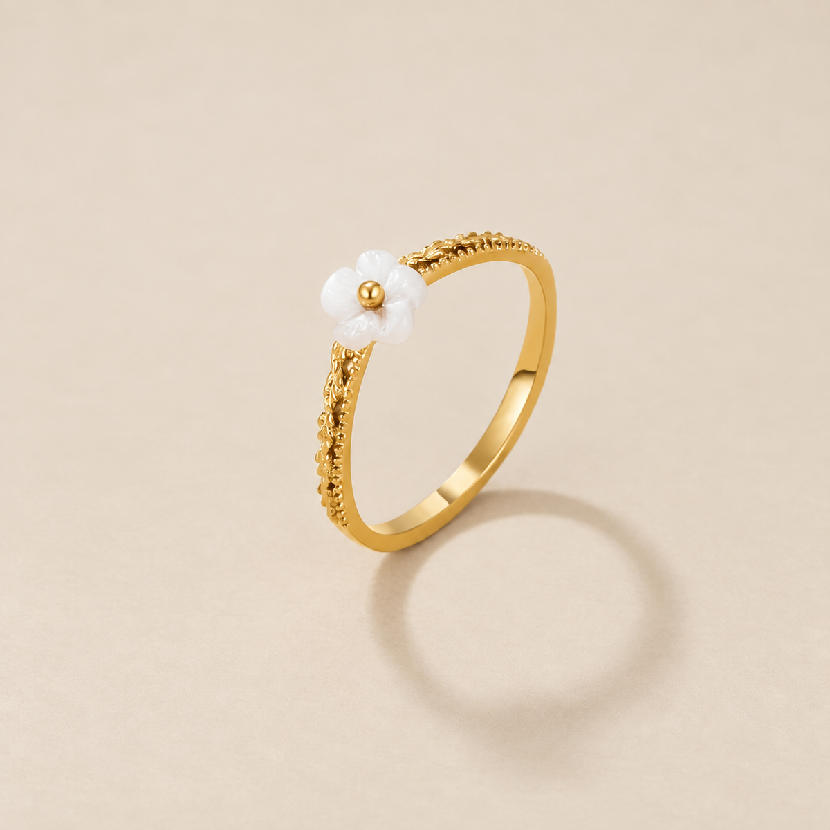 White Petal Shell Ring