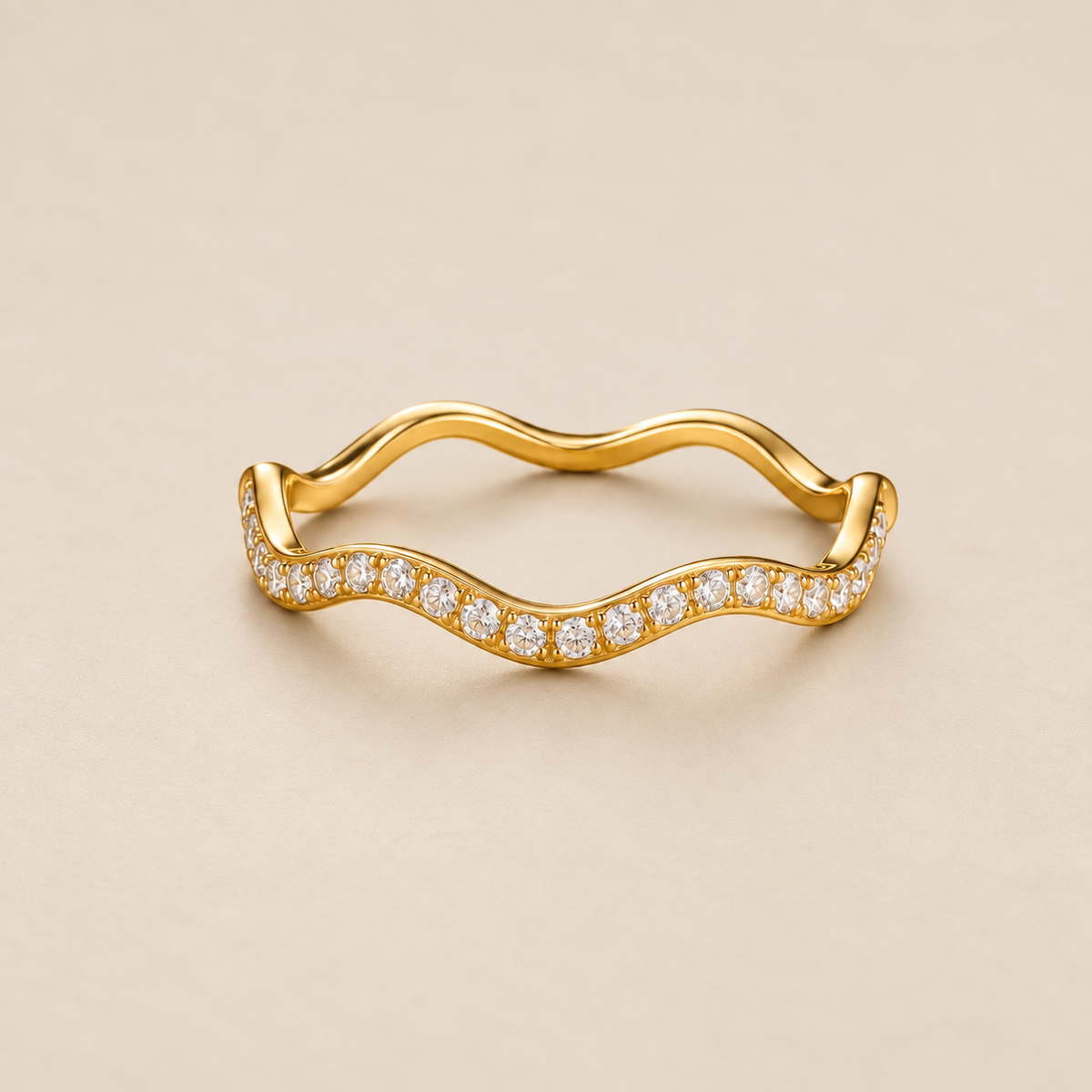 Zenya Crystal & Gold Wave Ring