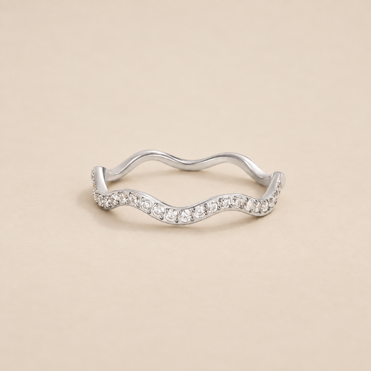 Zenya Crystal & Silver Wave Ring