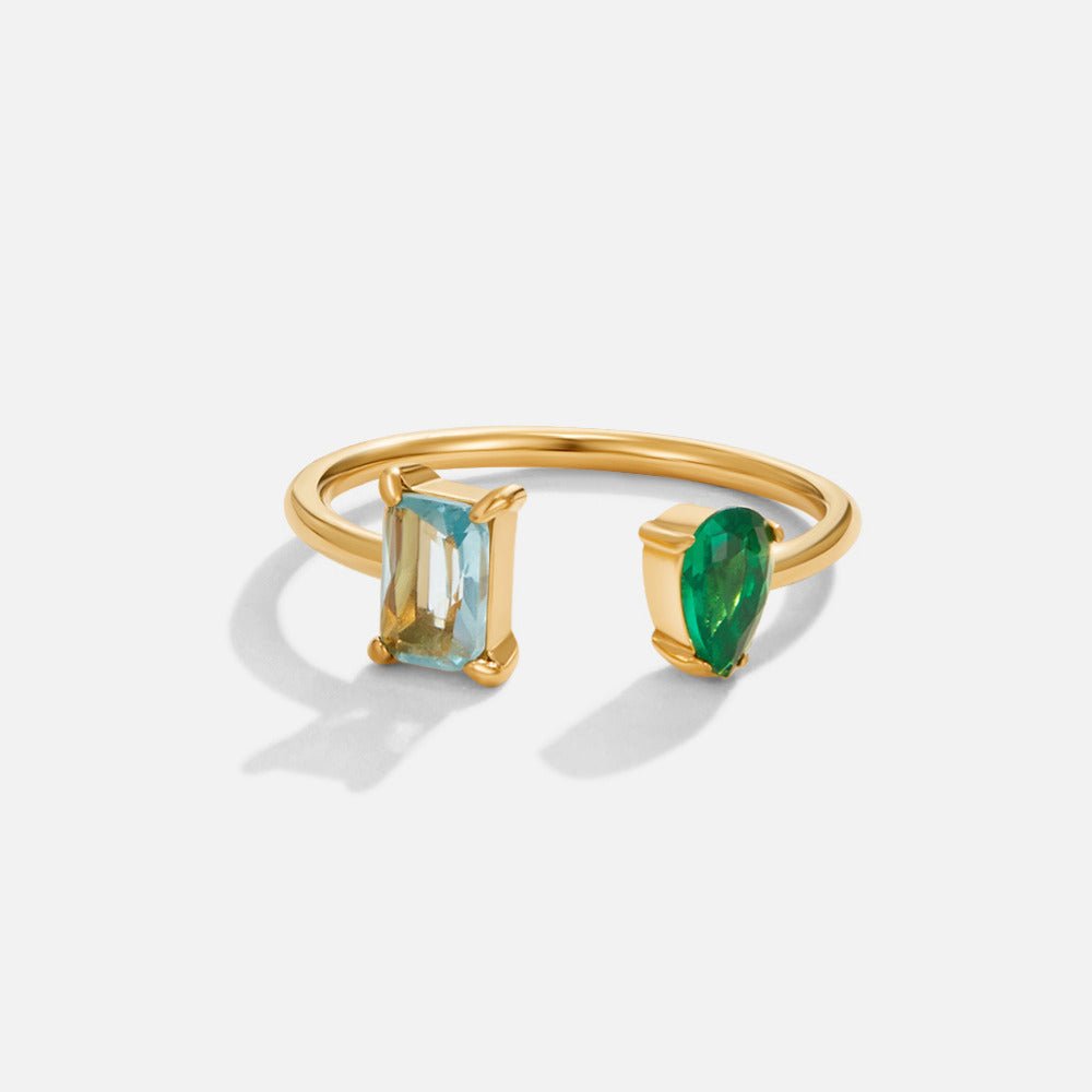 Anillo de cristal verde agua Aurora