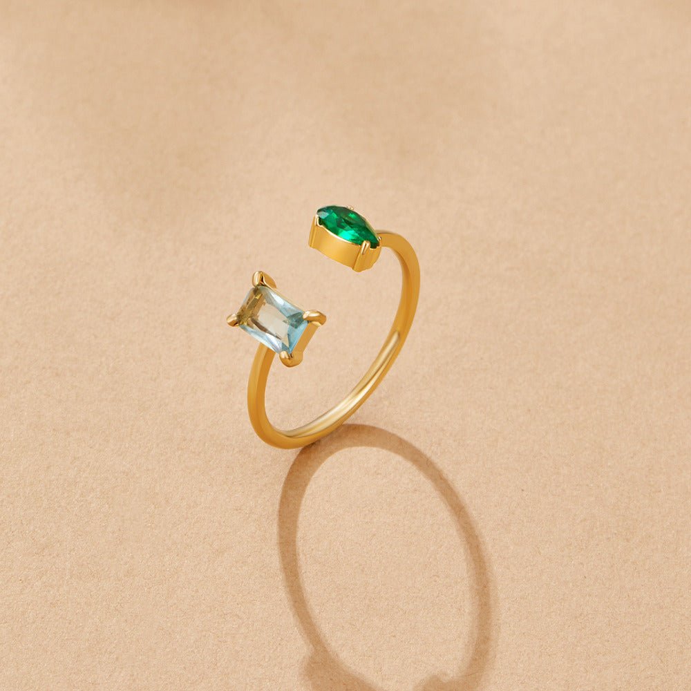 Anillo de cristal verde agua Aurora