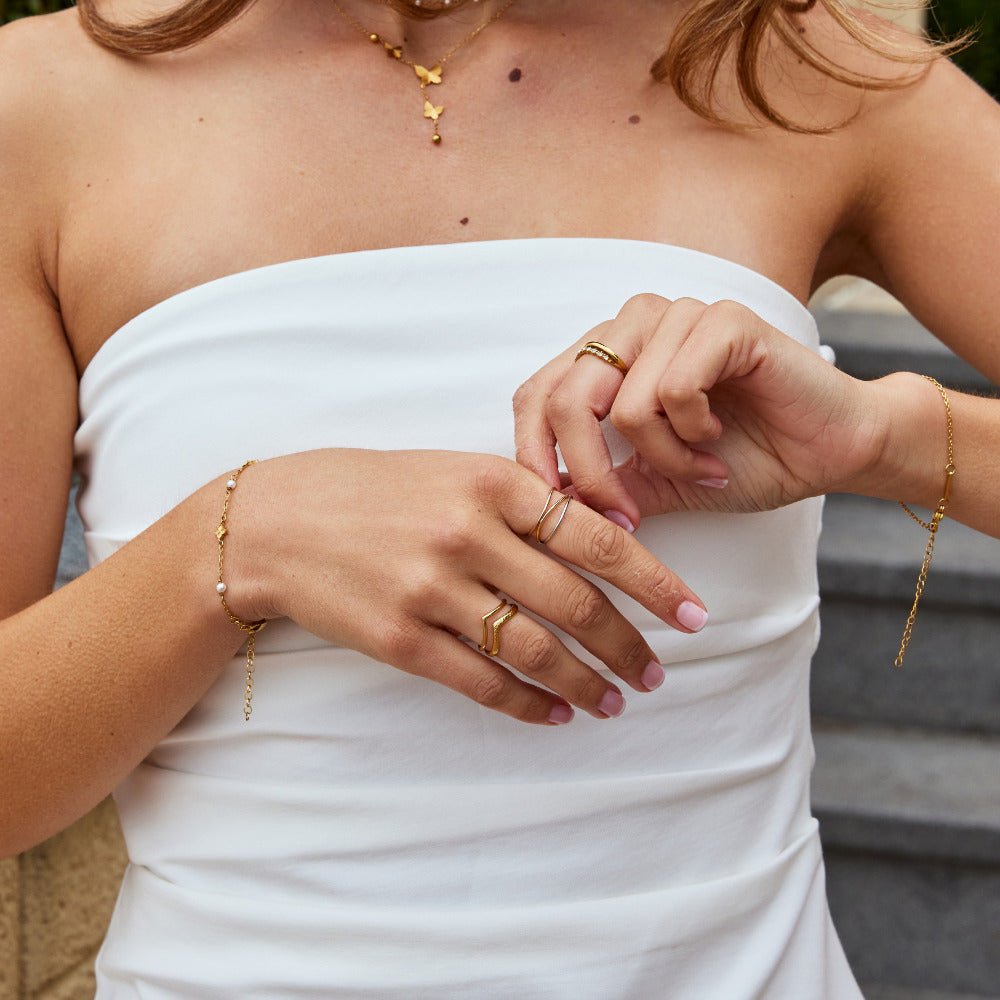 Anillo en capas de tres tonos Ayla