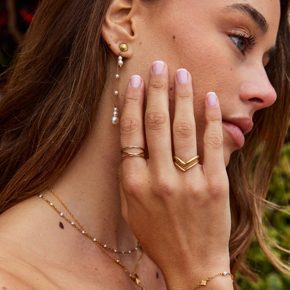 Anillo en capas de tres tonos Ayla