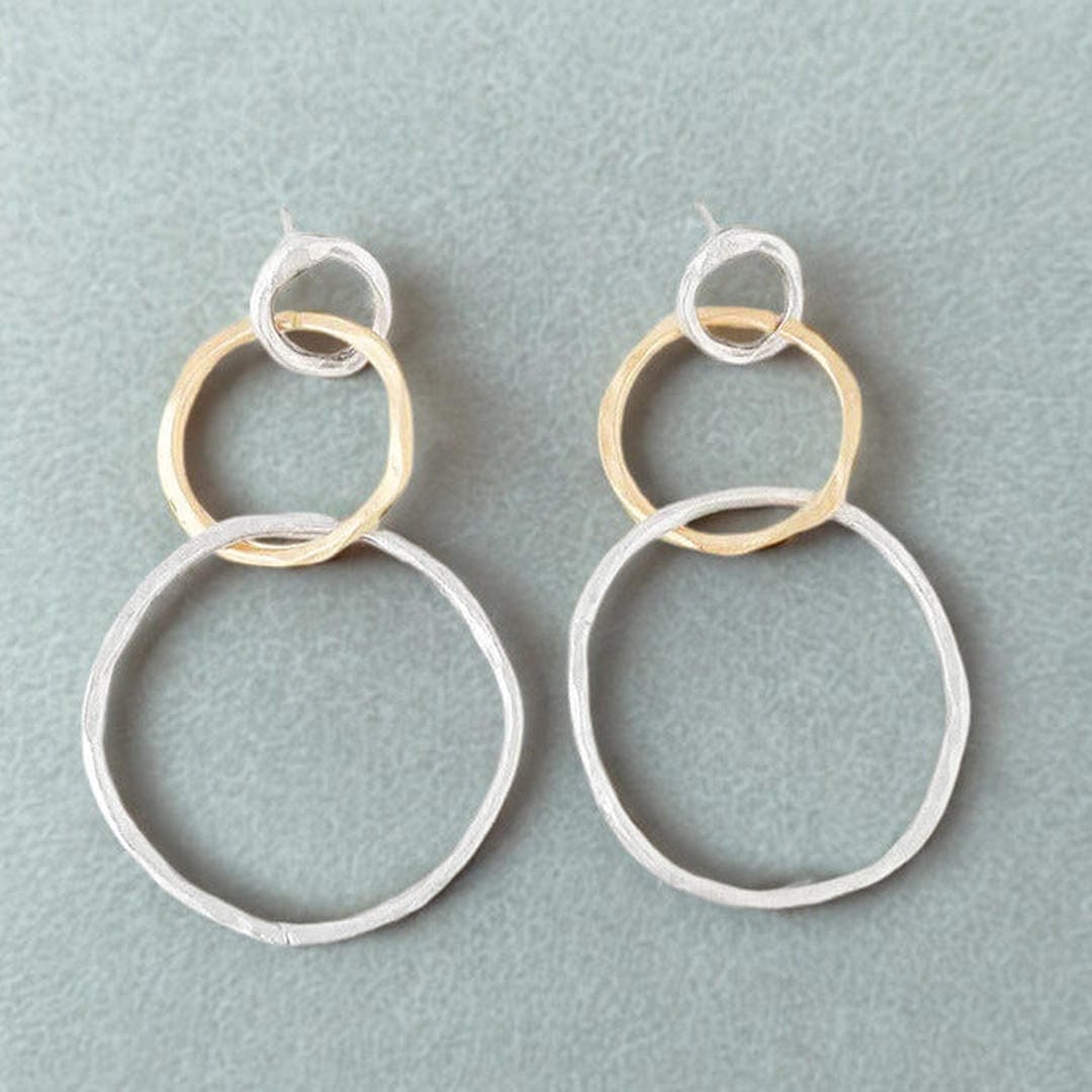 Pendientes de aro vintage de oro y plata