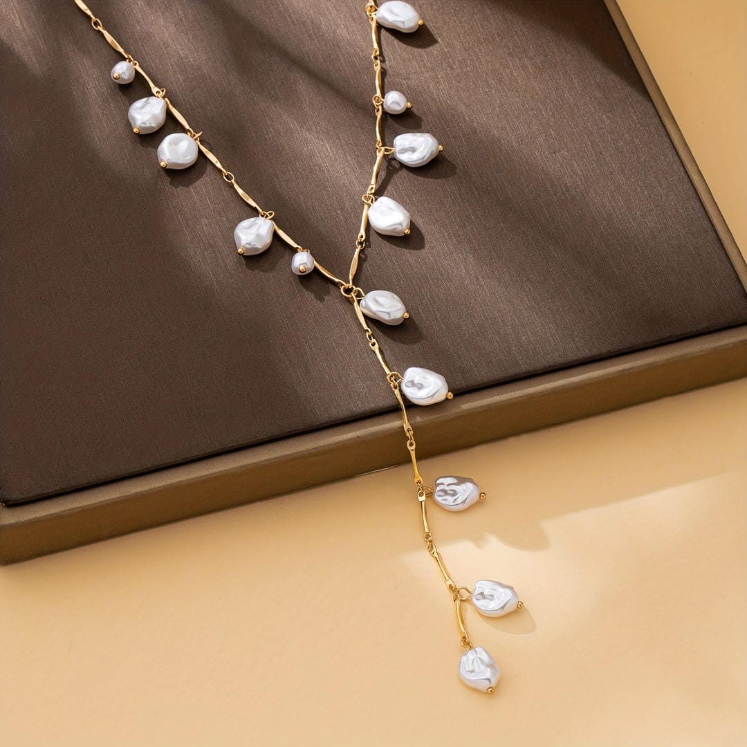 Collar Y-Lariat Cascada de Perlas