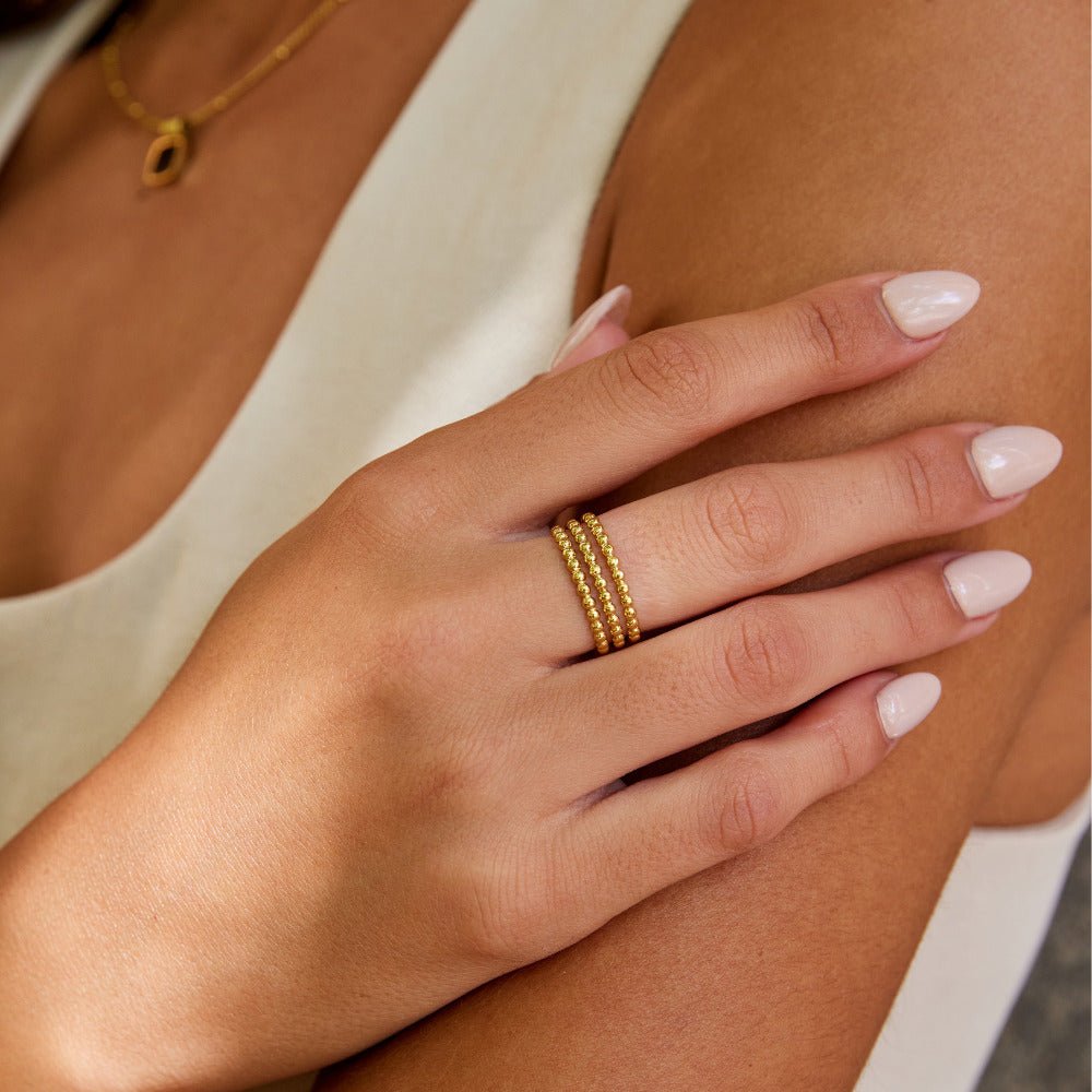 Anillo de oro con cuentas de Ohio