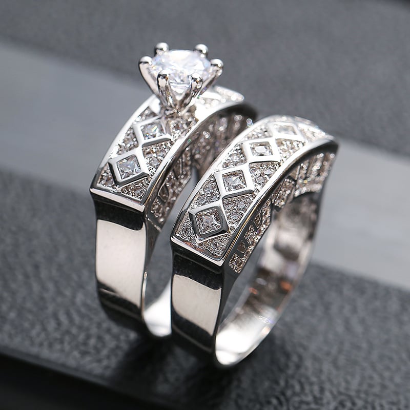 Juego de Anillos de Circonia "Viento Frío"