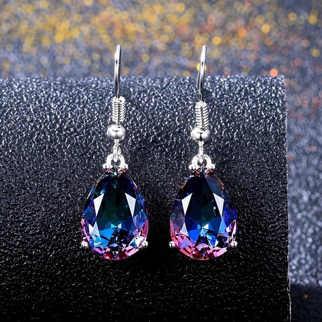 Pendientes Elegantes Zafiro Arcoíris