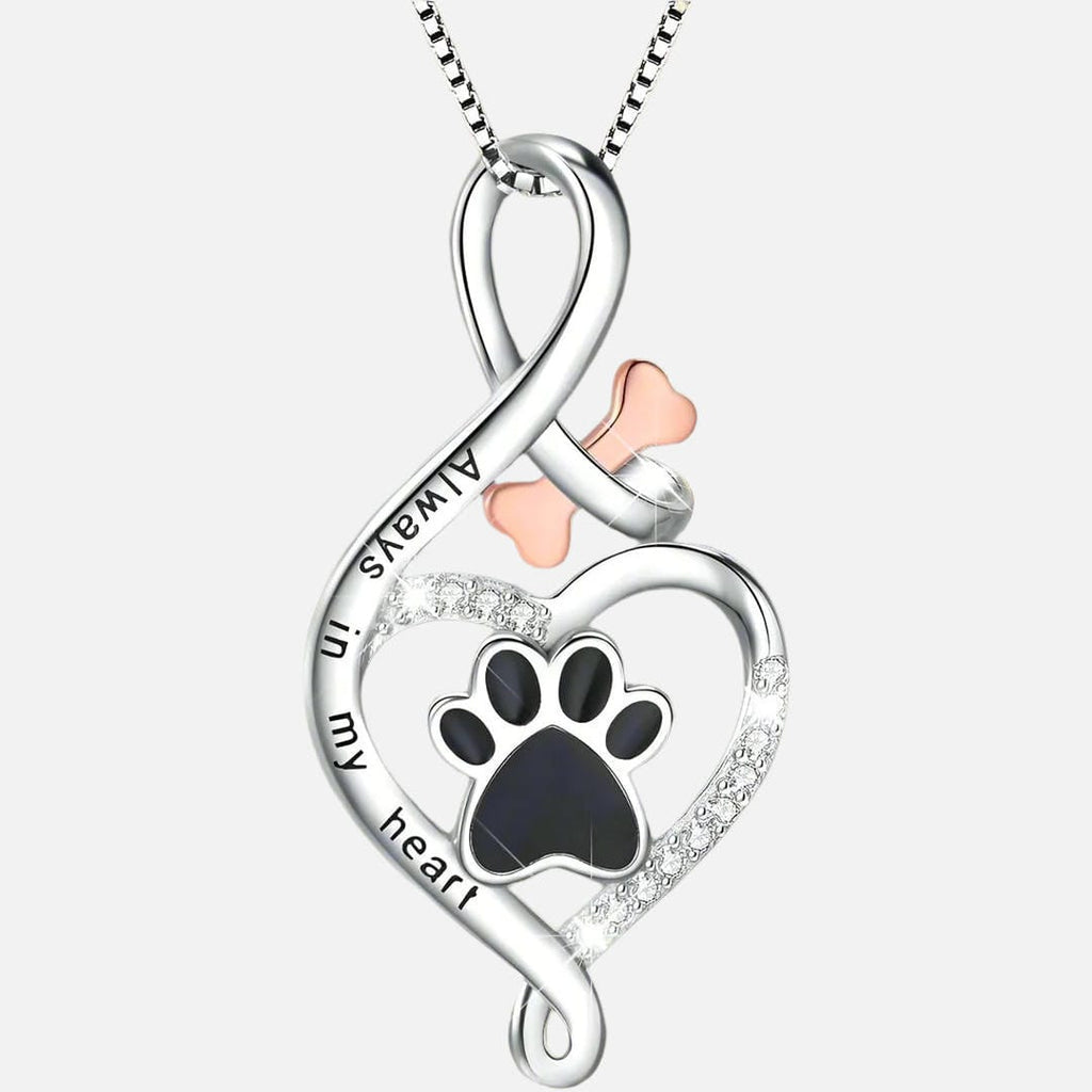 Collar Pata de Corazón con Dije de Infinito