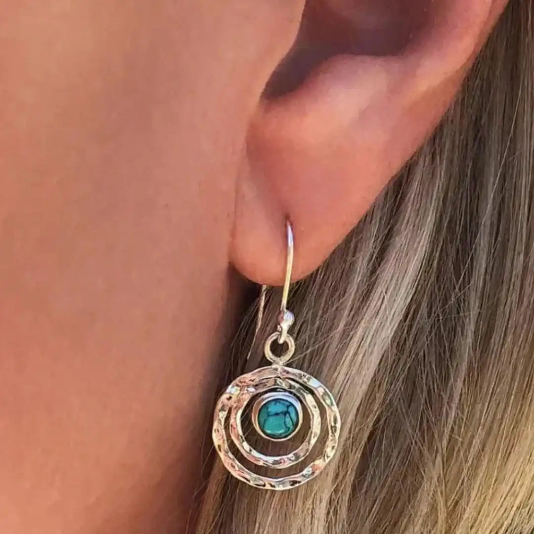Pendientes de Saturno bohemio turquesa y oro