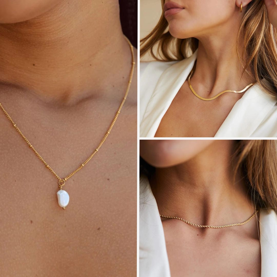 Juego de collares de capas Trío atemporal