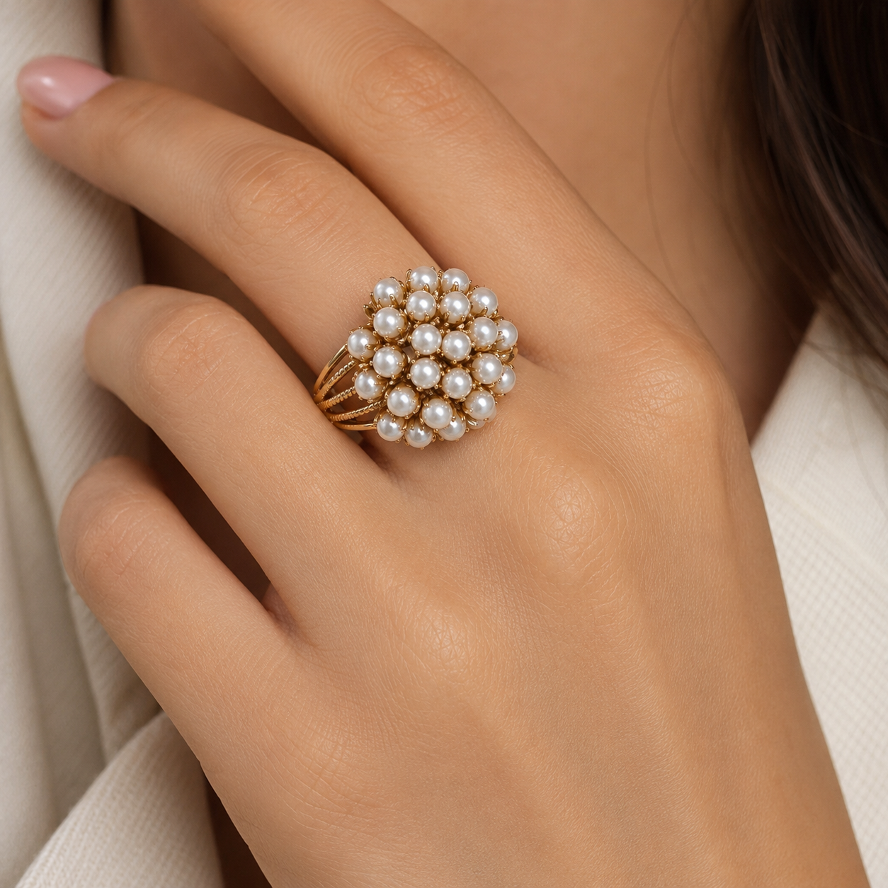 Bush - Anillo de perlas incrustadas