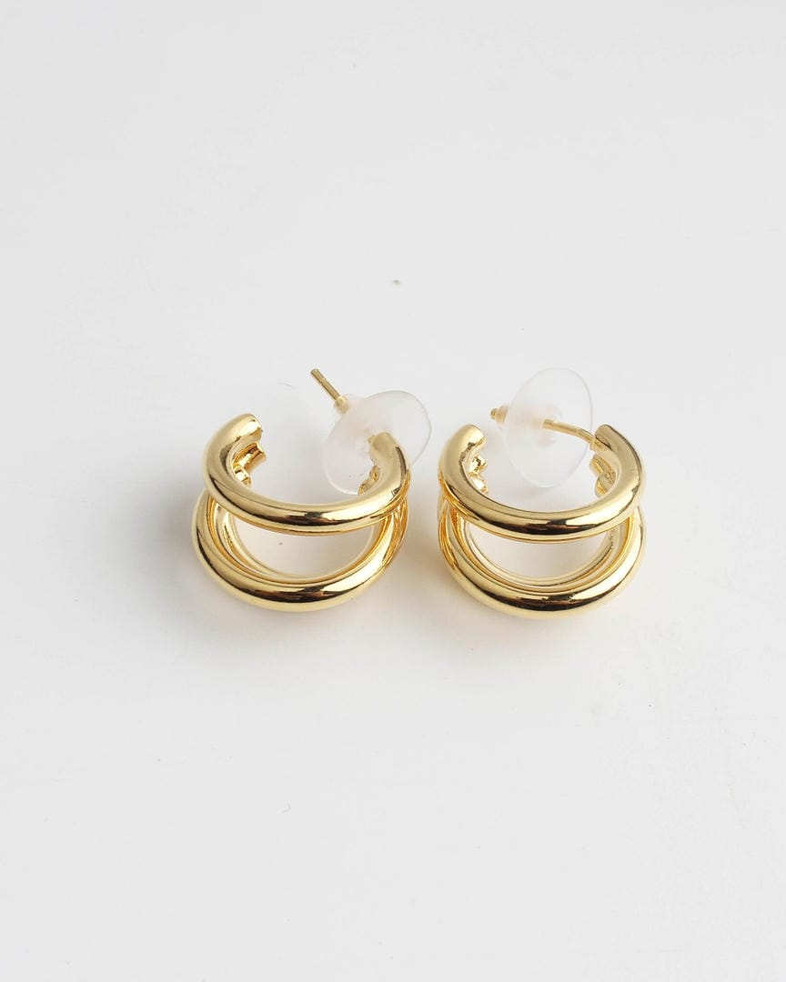 Pendientes de aro doble modernos