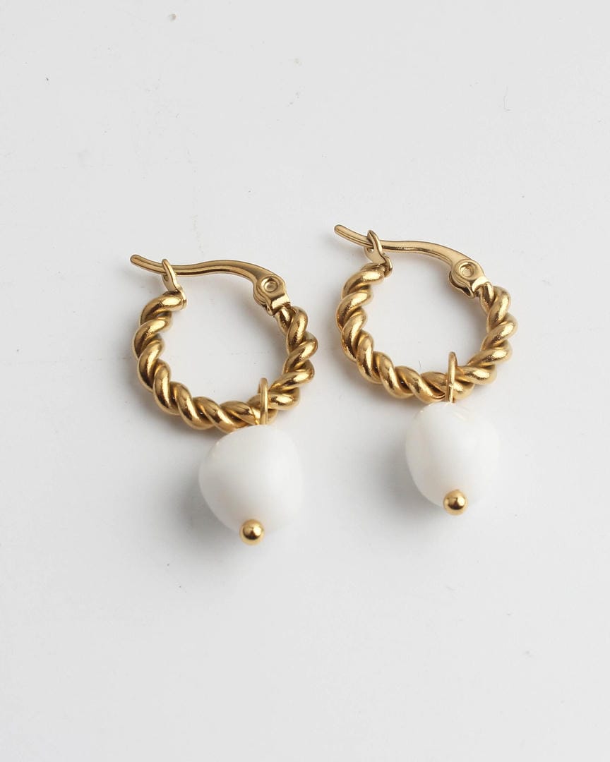 Pendientes Louane Twisted con piedra caída grácil