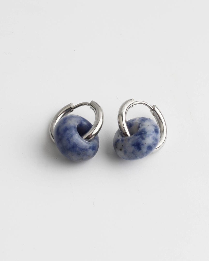 Pendientes de aro de donut de piedra