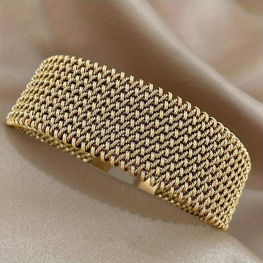 Pulsera ajustable chapada en oro, tejida