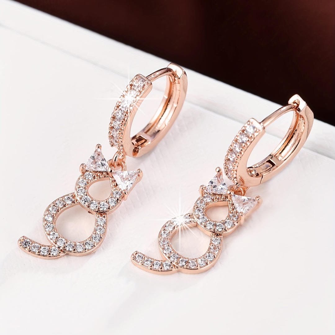 Pendientes de aro colgantes Gato de cristal
