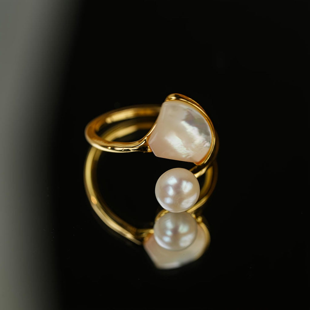 Anillo de envoltura Duo Pearl abierto