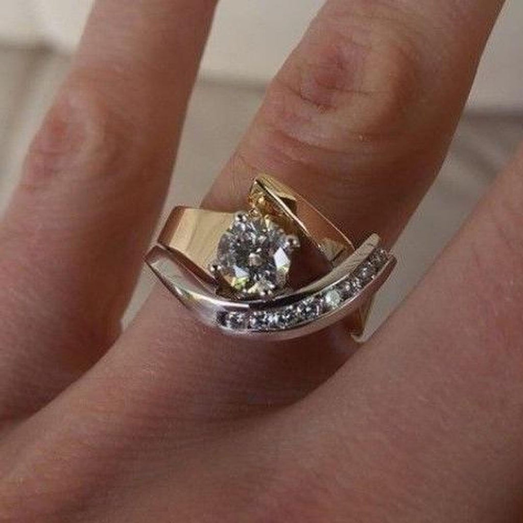 Anillo irregular Radiance de oro y plata