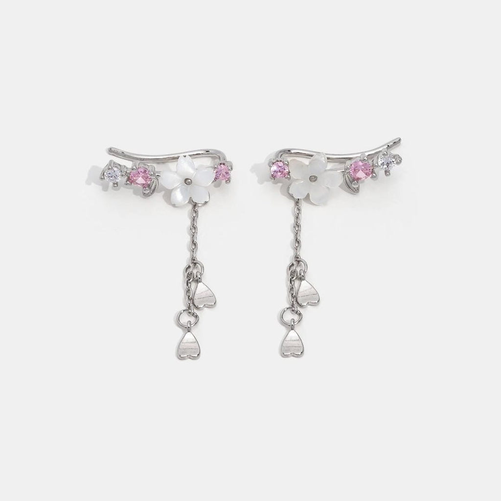 Pendientes de circonita de flor de cerezo