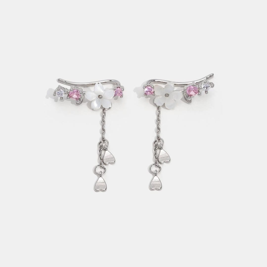 Pendientes de circonita de flor de cerezo