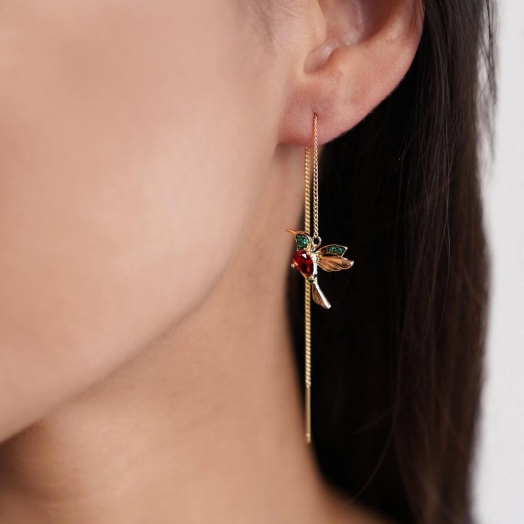 Pendientes de colibrí coloridos y elegantes