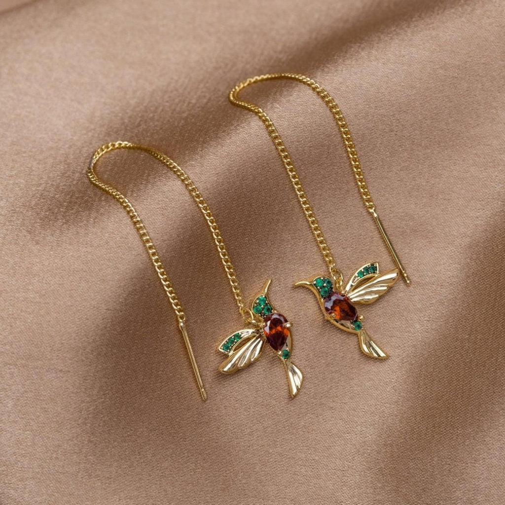 Pendientes de colibrí coloridos y elegantes