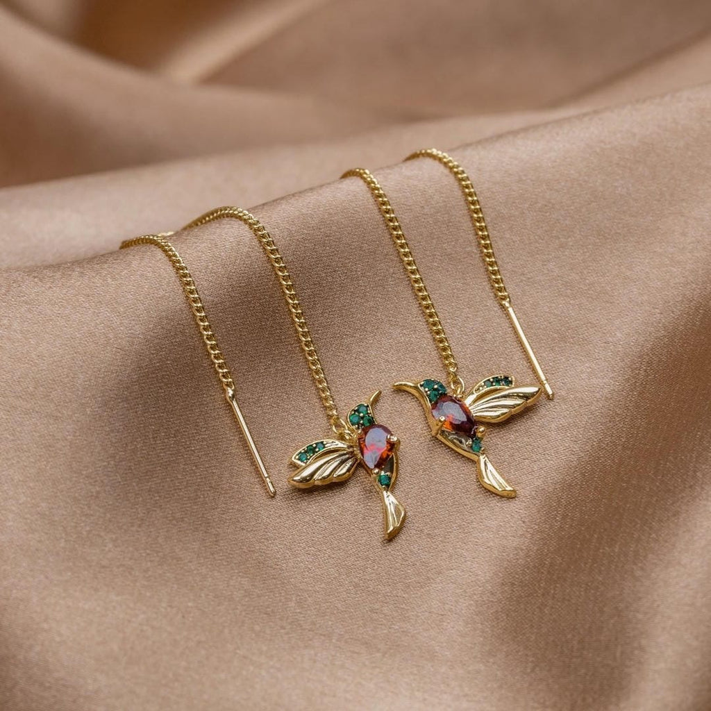 Pendientes de colibrí coloridos y elegantes
